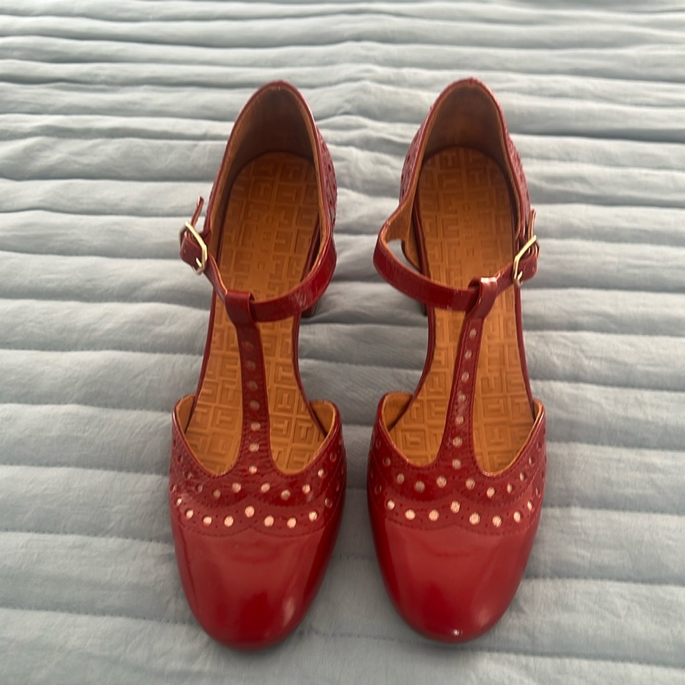 Chie Mihara Red T-Strap Heels
